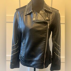 NWT BB Dakota Jerilyn Faux Leather Studded Moto Jacket Size M